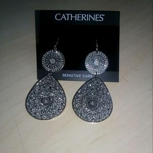 Crystallized and Medal Drop Earrings